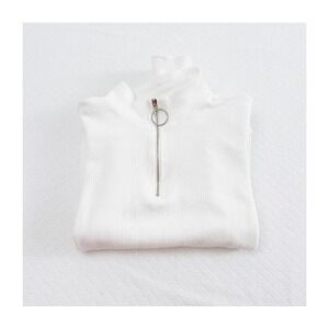 Princess Polly White Ribbed Pullover Sweater White SZ08